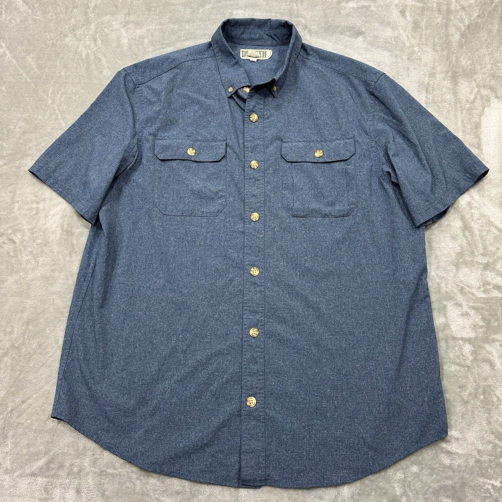 Duluth Trading Co Blue Short Sleeve Button-Down Shirt